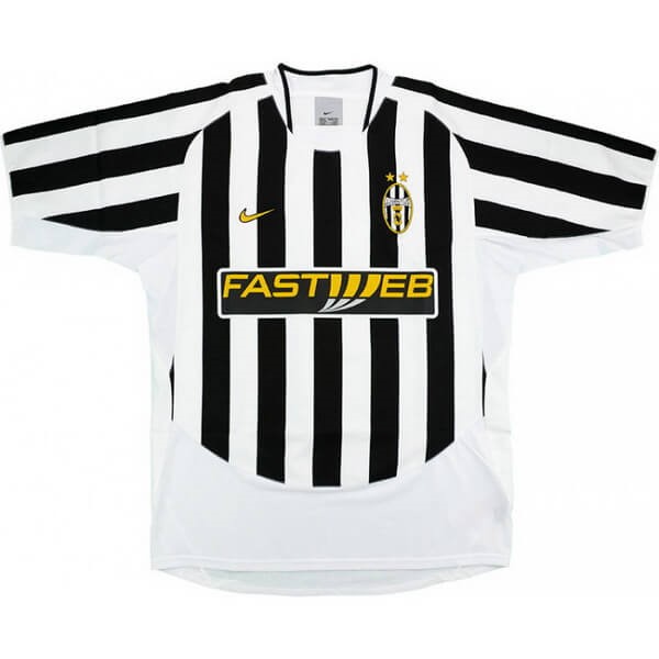 Thailande Maillot Football Juventus Domicile Retro 2003 2004 Noir Blanc